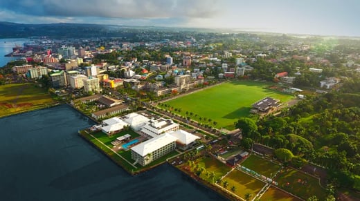 Aerial view of Suva city, Fiji.
